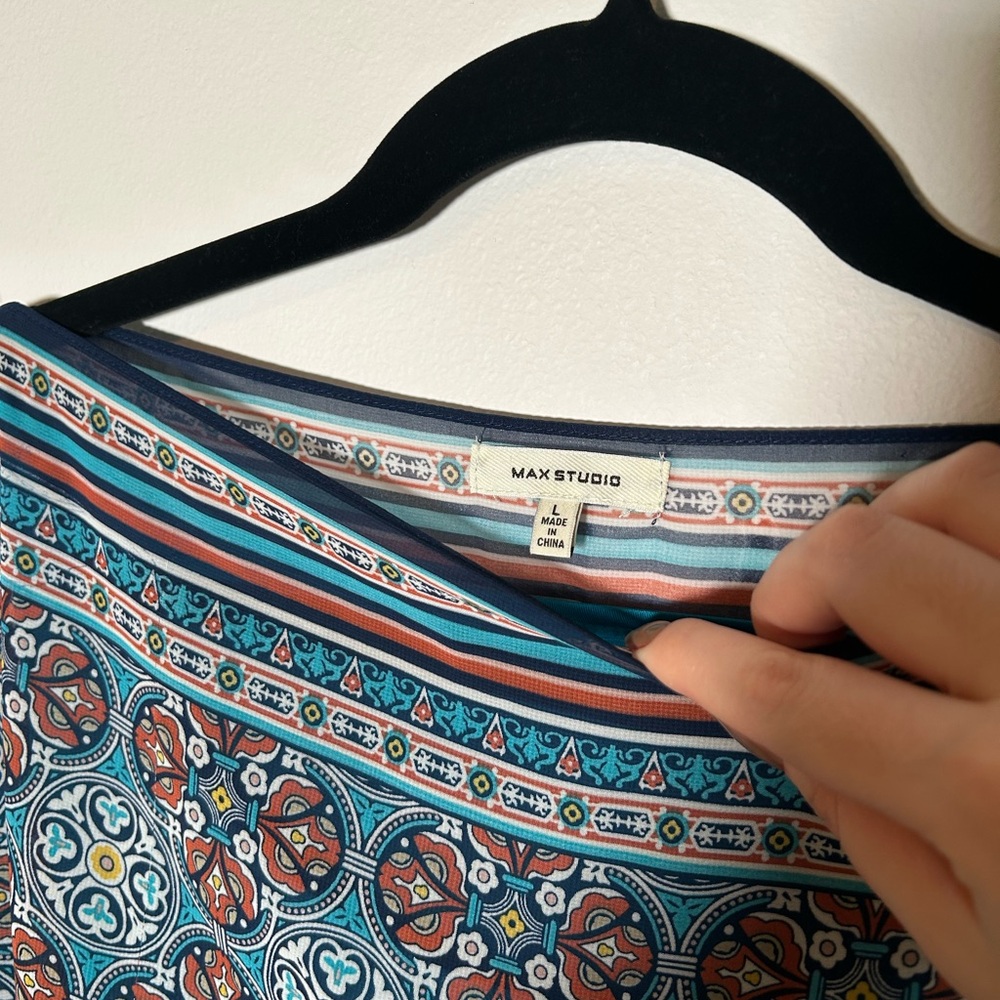 Max Studio Multicolor Patterned Top - image 3